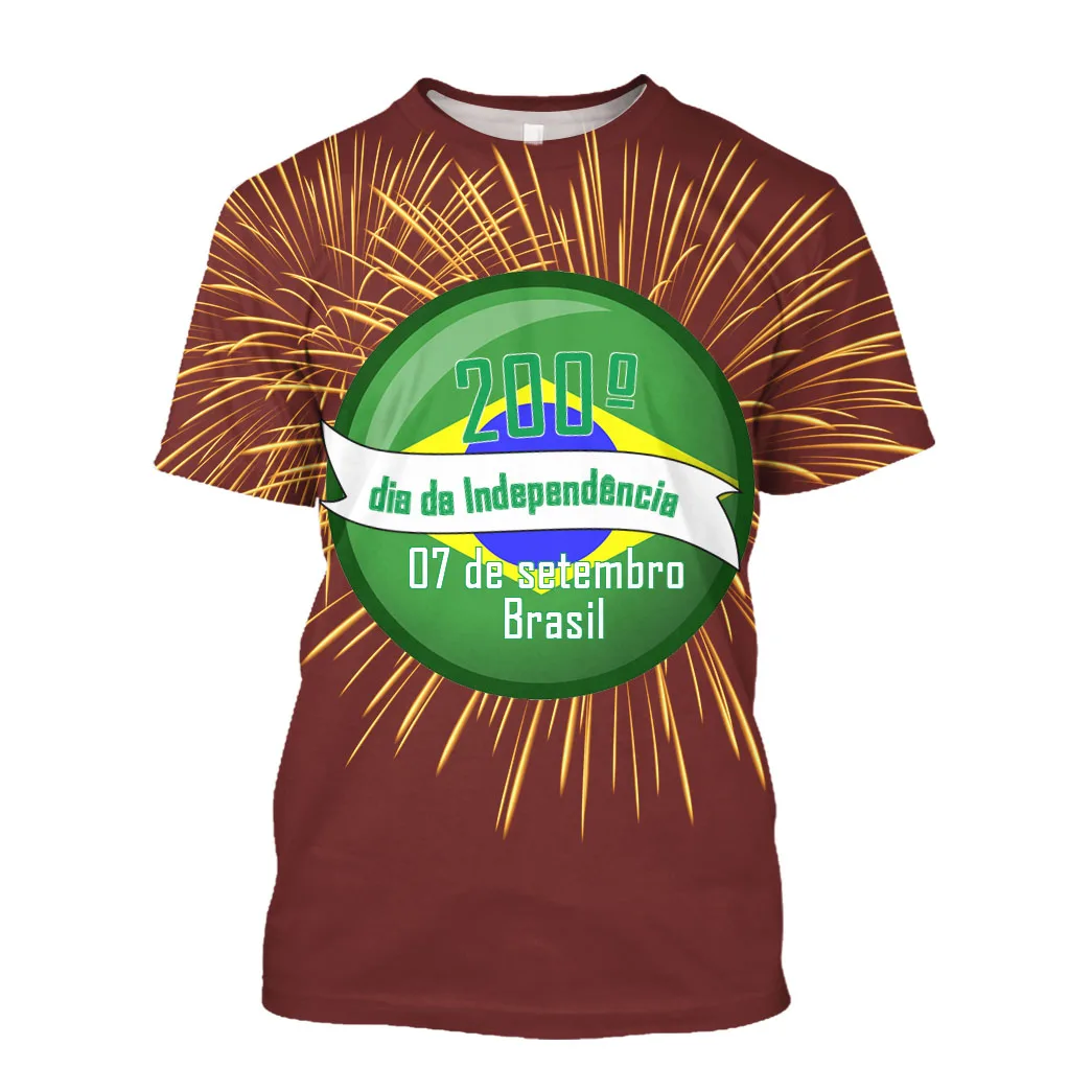 Jumeast бразильский флаг 3D Графические футболки 200th День Независимости футболка с