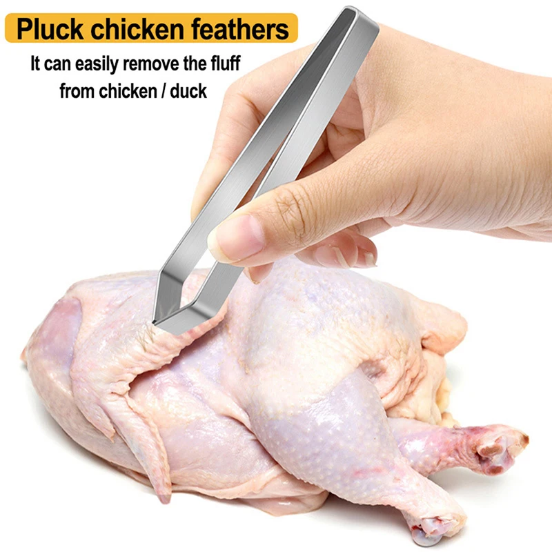 

1pc Stainless Steel Fish Bone Tweezers Pincer Clip Puller Remover Tongs Plucking Chicken & Duck Epilator Kitchen Gadgets Tools