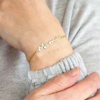 carlidana high quality stainless steel mama chain link bracelet golden mom bracelet mothers day gift non fade jewelry for women