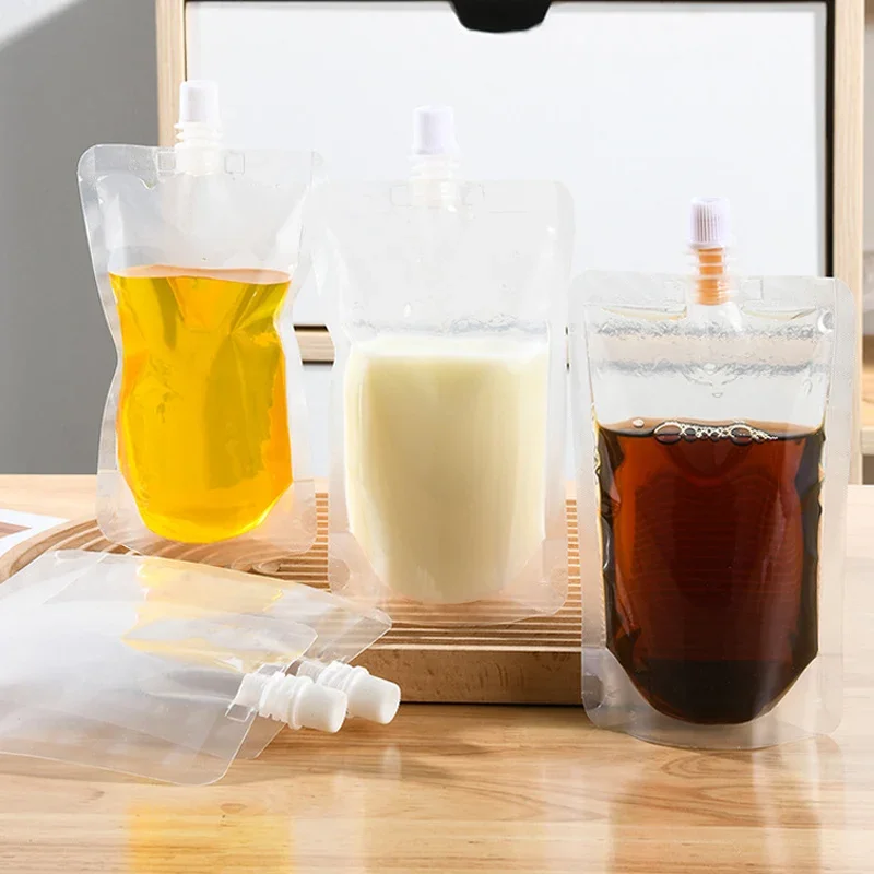 50 шт. прозрачные пакеты для напитков 200-500 мл пластиковый мешок с насадкой