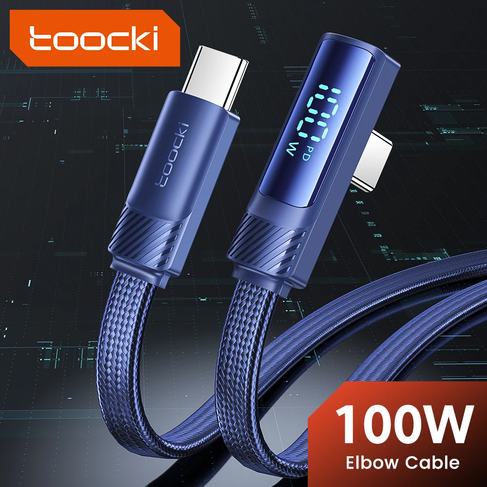 

Кабель Toocki с разъемами USB Type-C и USB Type-C, 100 Вт, 90 градусов
