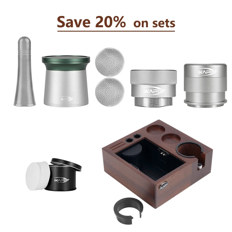 Набор инструментов для кофе IKAPE с выдвижной коробкой V2 черный/серебристый