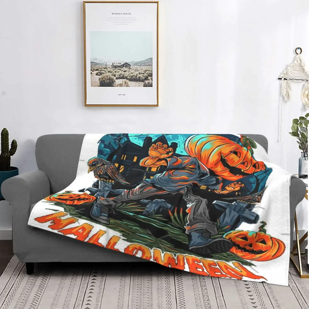 

Manta de Halloween 3, colcha de cama a cuadros, manta doble a cuadros de Anime, manta