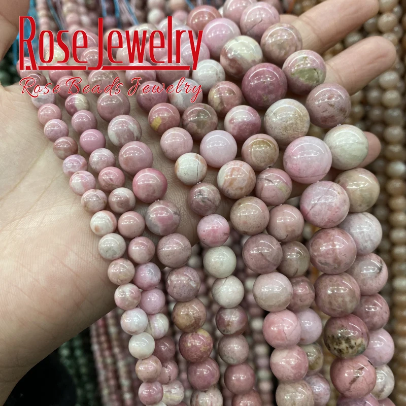 Top Quality Natural Red Rhodochrosite Gemstones Beads For Jewelry Making Round Stone Beads DIY Bracelet Handmade 6 8 10 12mm15''