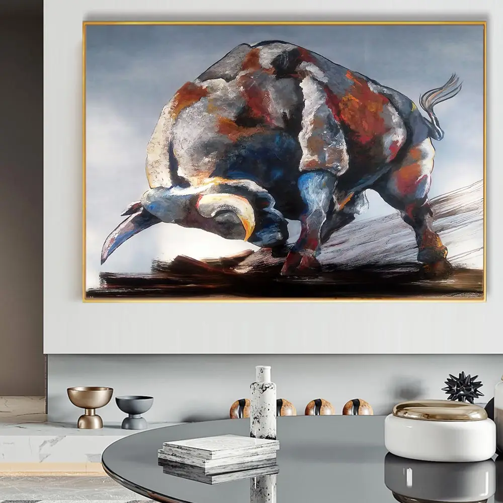 

Abstract Spanish Bullfight Canvas Paintings Colorful Bull Wall Art Posters And Prints Animal Pictures For Living Room Home Decor