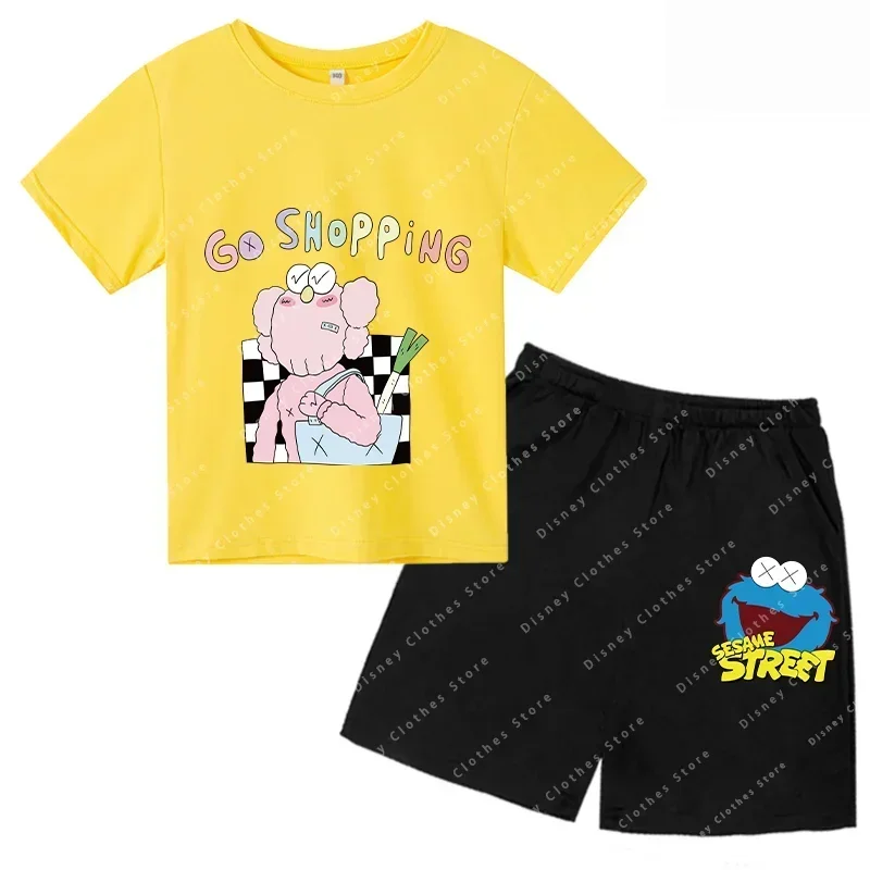 Футболка детская летняя с коротким рукавом и принтом Улица Сезам