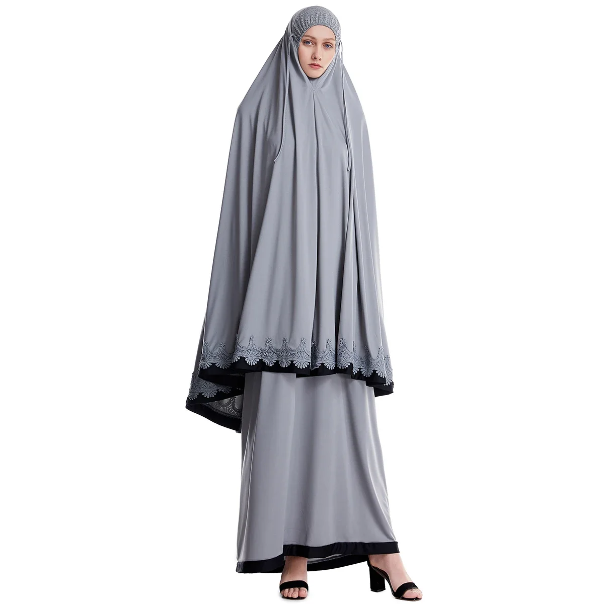 2025 Namaz Long Khimar Muslim 2 Piece Set Hijab Dress Formal Prayer Garment Sets Women Abaya Eid Jurken Djellaba Abayas Ramadan