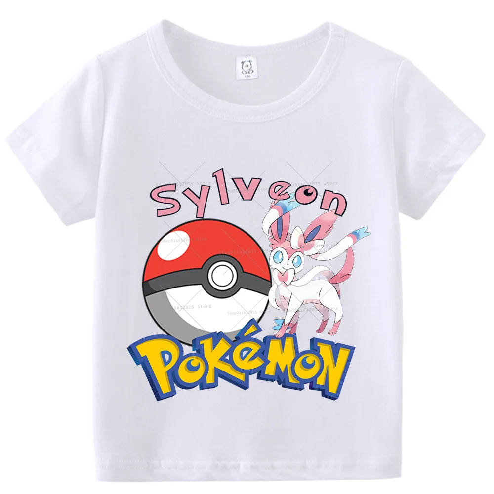 Детская одежда с покемоном Пикачу хлопковая Футболка для мальчиков и девочек