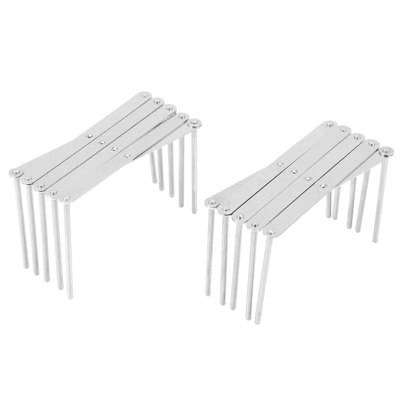 

2 шт. органайзер для крышки кастрюли, складная удлиненная стойка из нержавеющей стали для миски, подставка для раковины, держатель для посуд...