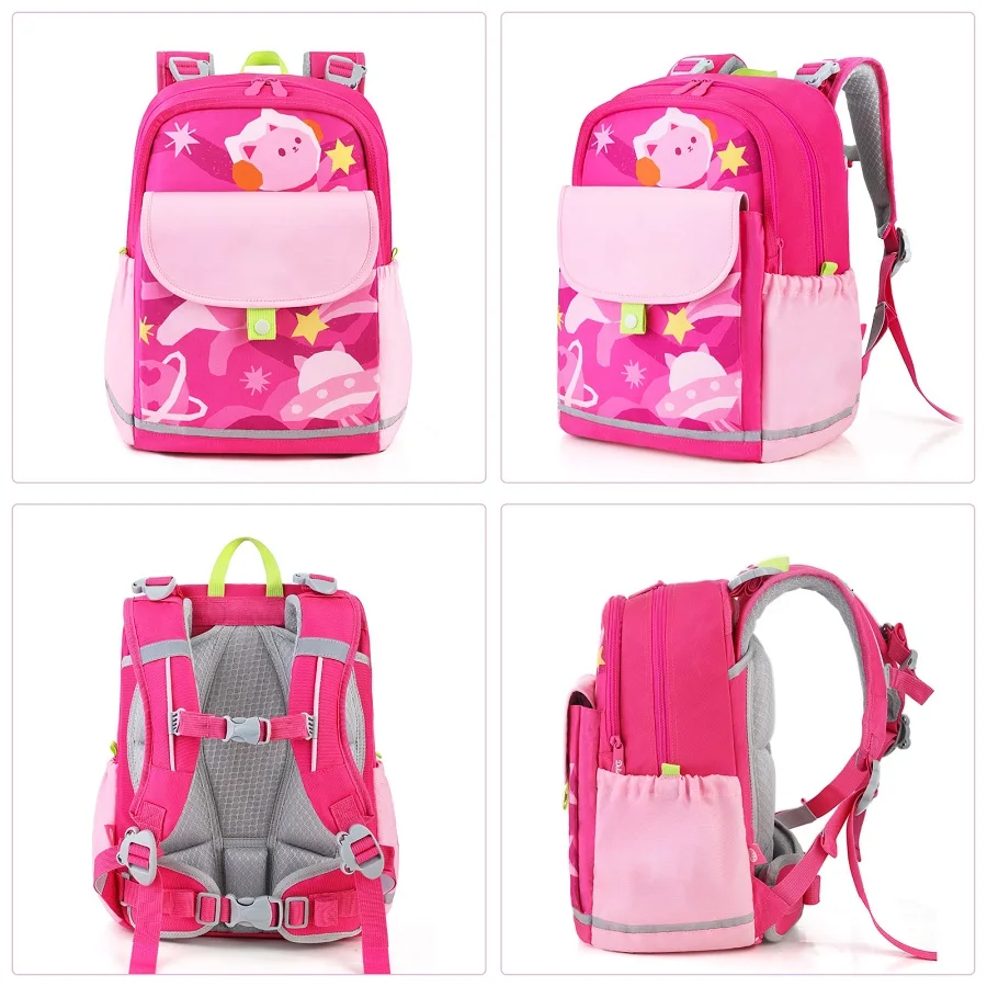 Kids Orthopedic Schoolbag Backpacks Satchel Girls 1-5 Grade Cartoon Space Cat School Bags for Children Gifts Knapsack