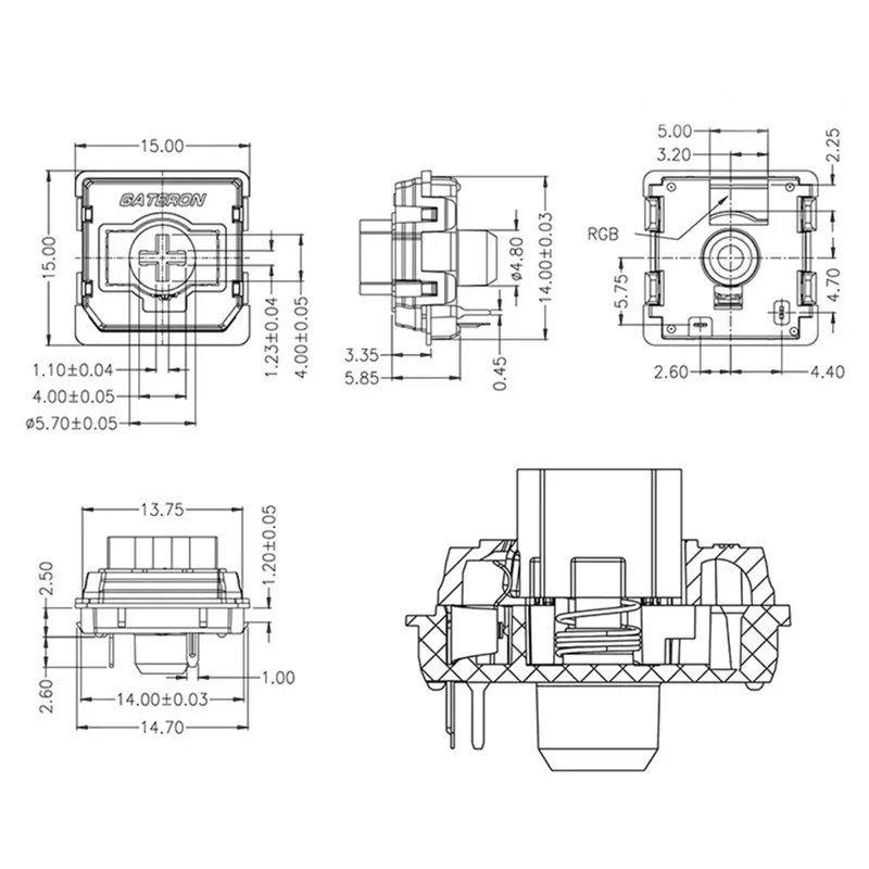 Gateron KS-33 низкопрофильный 2 0 переключатель 3 Pin Синий Красный Коричневый RGB