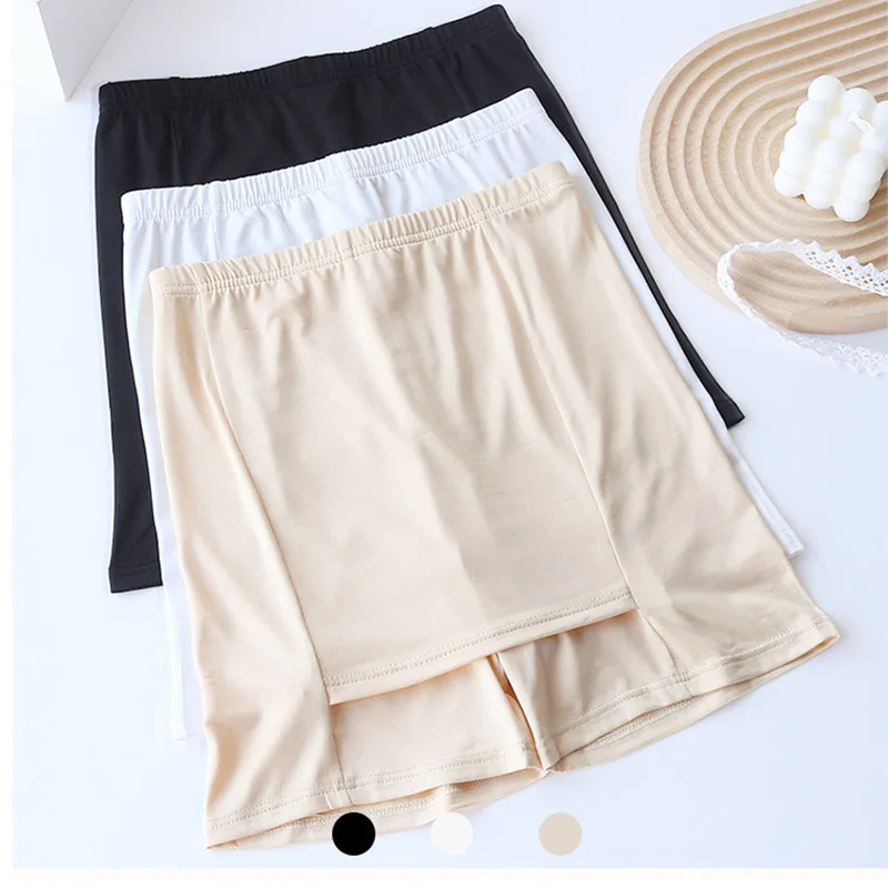 High Waist Safety Pants Boxer Women Ice Silk Thin Sliming Fit Women's Summer Shorts Double Layer Seamless Skirt Shorts