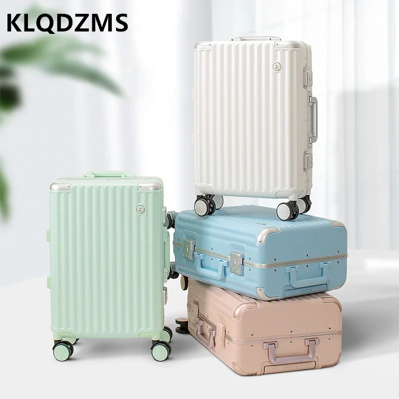 

KLQDZMS 20"22"24"26 Inch Small Fresh Luggage High-end Aluminum Frame Suitcase High-quality PC Trolley Case Can Ca