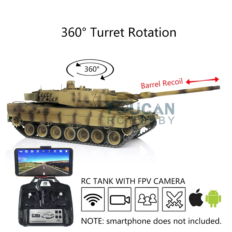 

Henglong 1/16 ProVer 7,0 Leopard2A6 FPV Радиоуправляемый Танк 3889 стандартный металлический Треки Колеса инфракрасные Бой бой подарок