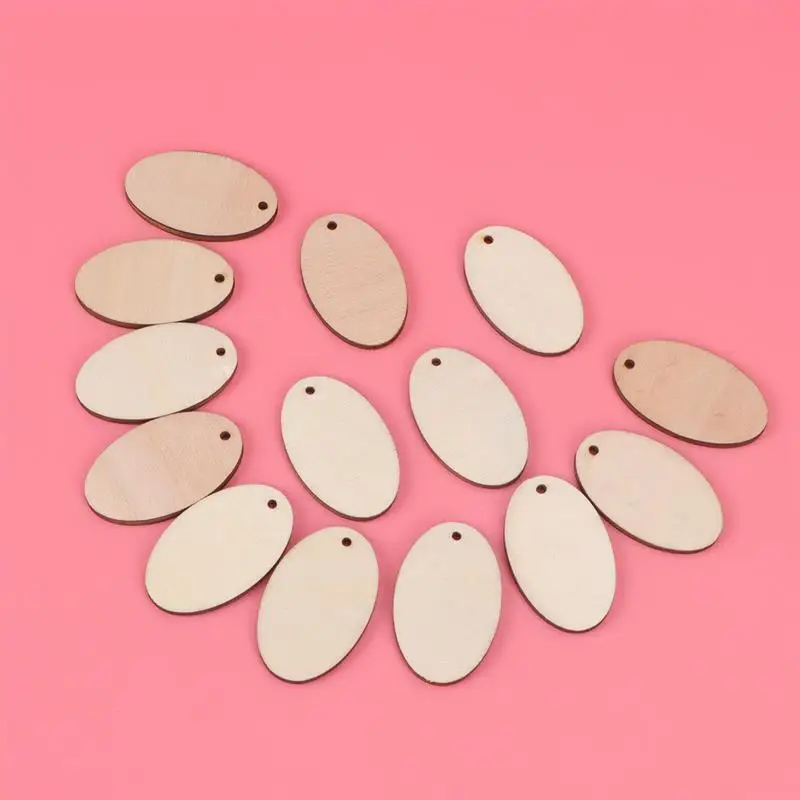 

50pcs Wooden Slices Easter Wooden Pieces Pendant Wooden Cutouts Craft Embellishments Ornament Pendant Decoration for DIY Art