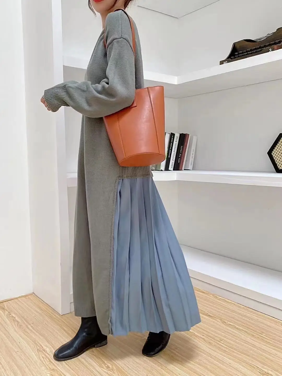 

Женское трикотажное платье-свитер SuperAen, длинное трикотажное платье в Корейском стиле