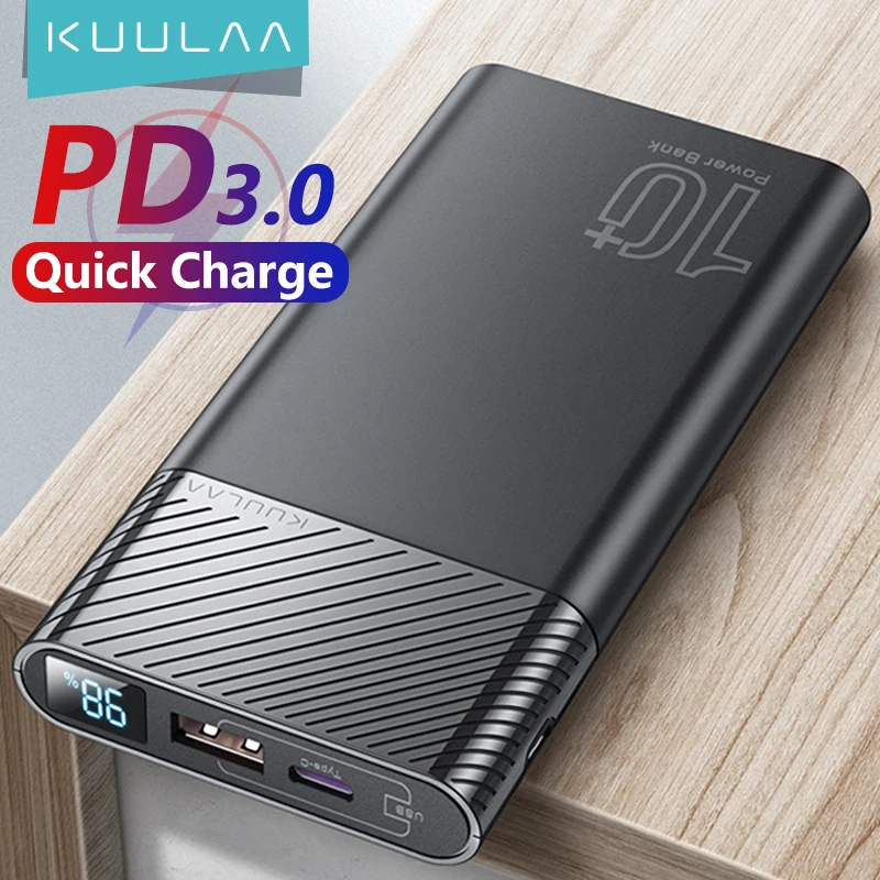 

KUULAA Power Bank 10000mAh PowerBank Portable Charging Poverbank 10000 mAh USB External Battery Charger For Xiaomi Mi 10 iPhone