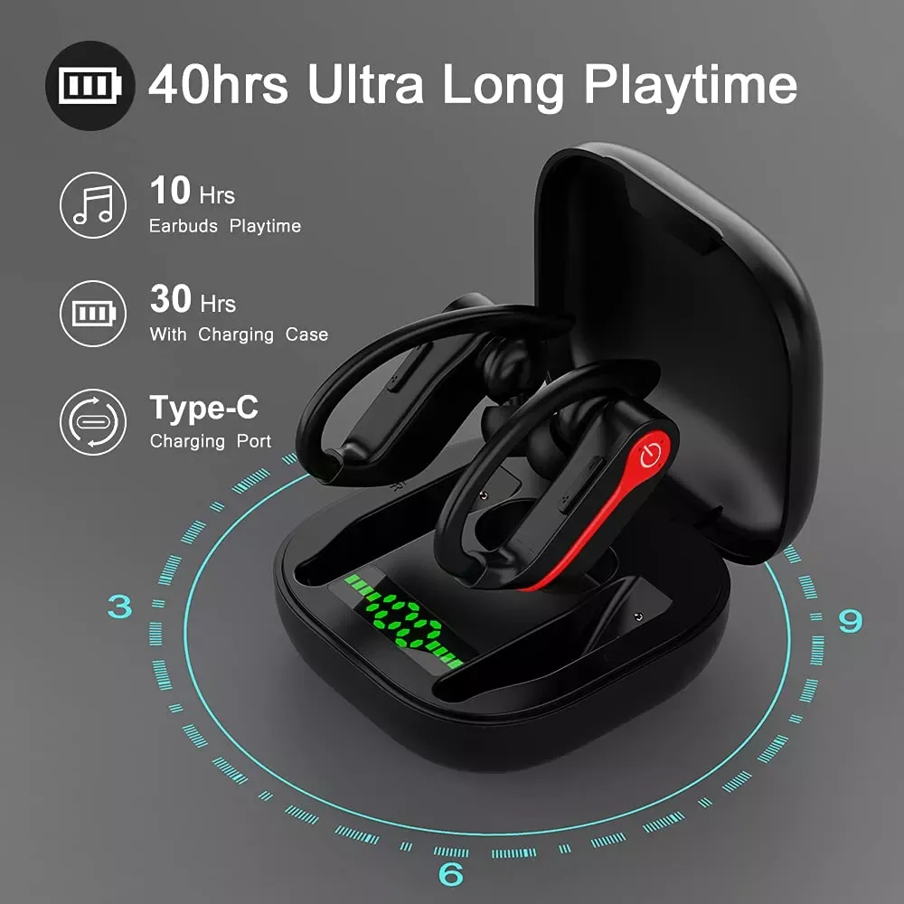 Wireless Earbuds Bluetooth Earphone Sports Headphones Earhooks Headset 6D Stereo HiFi Sound Noise Cancelling for Working/Travel enlarge