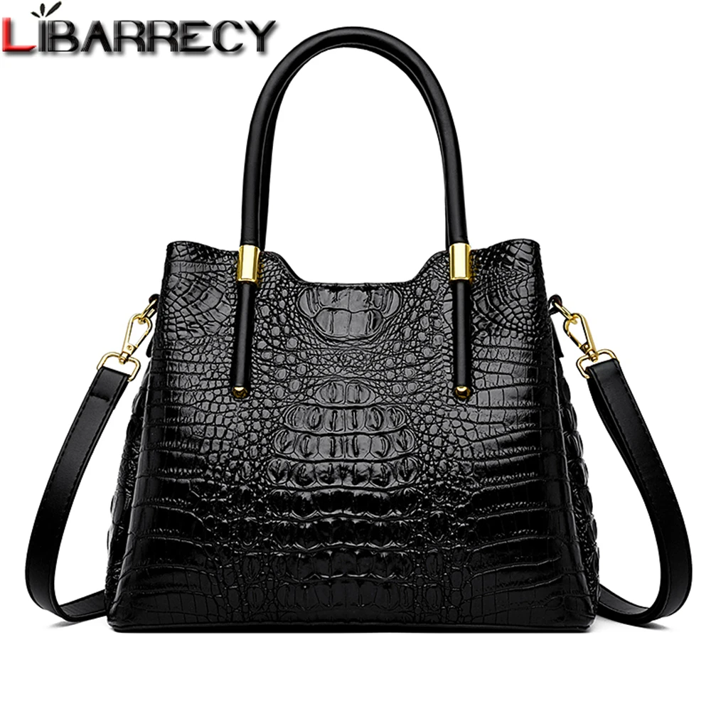 

Роскошная дизайнерская однотонная дамская сумочка с крокодиловым узором, многофункциональные высококачественные кожаные женские сумки через плечо
