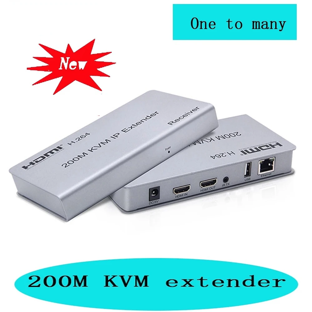 

200M KVM HDMI Extender By RJ45 Ethernet Cat5e Cat6 Cable Converter TX RX Support USB Mouse Keyboard Extension One to many