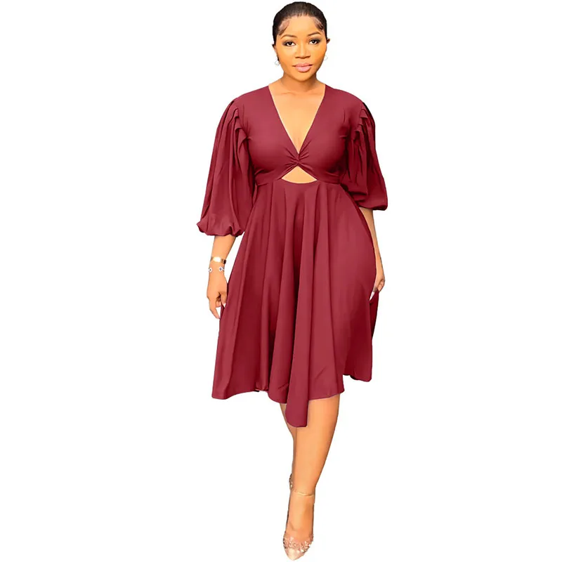 

Платье женское ТРАПЕЦИЕВИДНОЕ с рукавом 3/4, с высокой талией