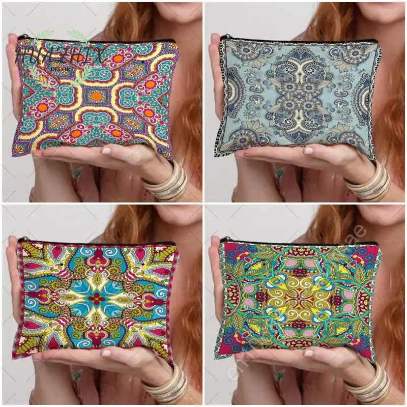 

Retro Style Prints Cosmetic Bag Flower Floral Makeup Cases for Women Storage Lipsticks Organizer Small Purse Canvas Casual Pouch