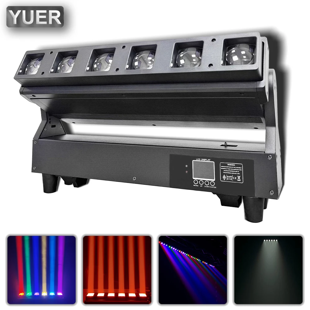 Фото YUER 6x40W RGBW 4в1 Светодиодный прожектор с зумом с одним управлением, движущиеся головные фонари, бар, музыкальная вечеринка, сцена, DJ, дискотека, DMX512 №2