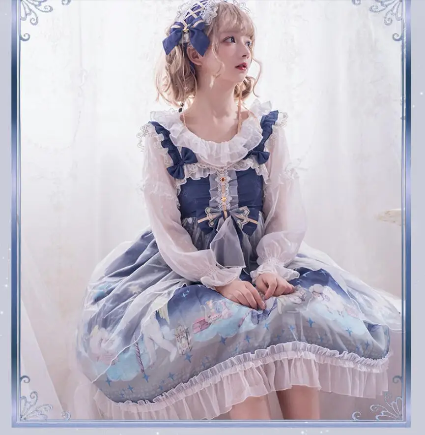 Милое женское готическое платье Лолита Jsk Loli японское милое винтажное кружевное