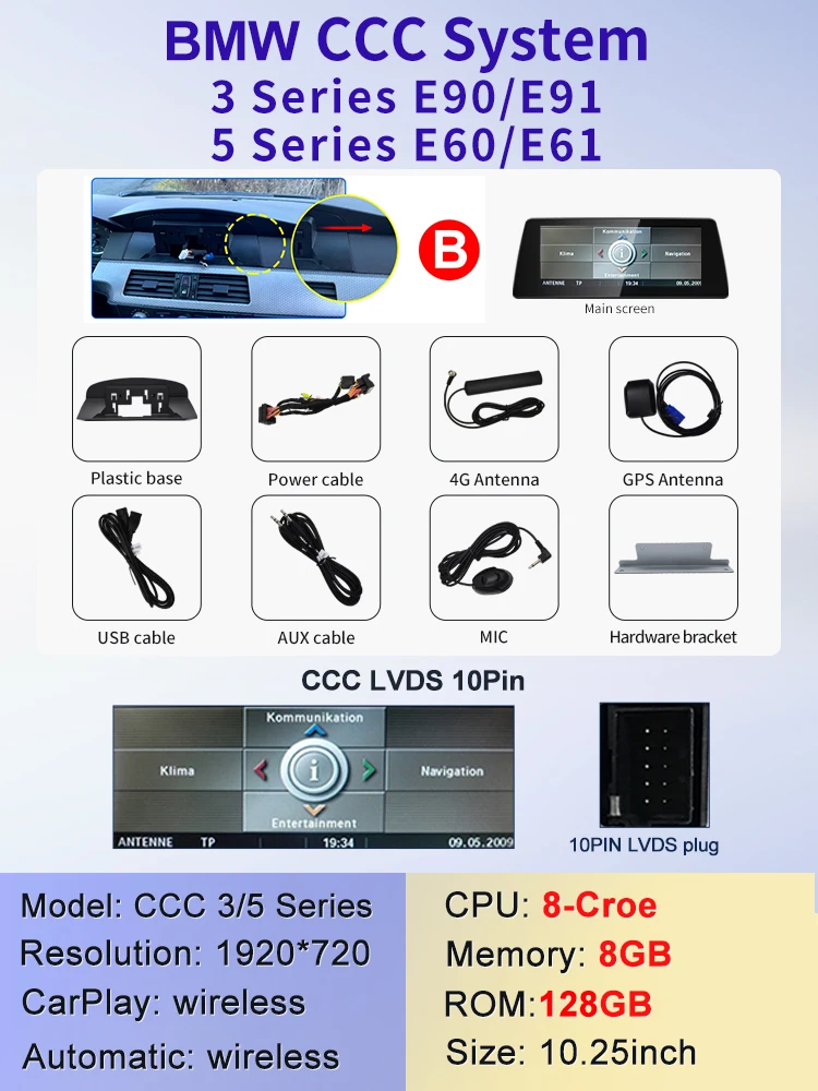 

2024 Новая система ID6 ID7 ID8 UI 10,25inc Android Беспроводная система Carplay AUTO для BMW 3 серии E90 E91 5 серии E60 E61 Автомобильные видеоплееры