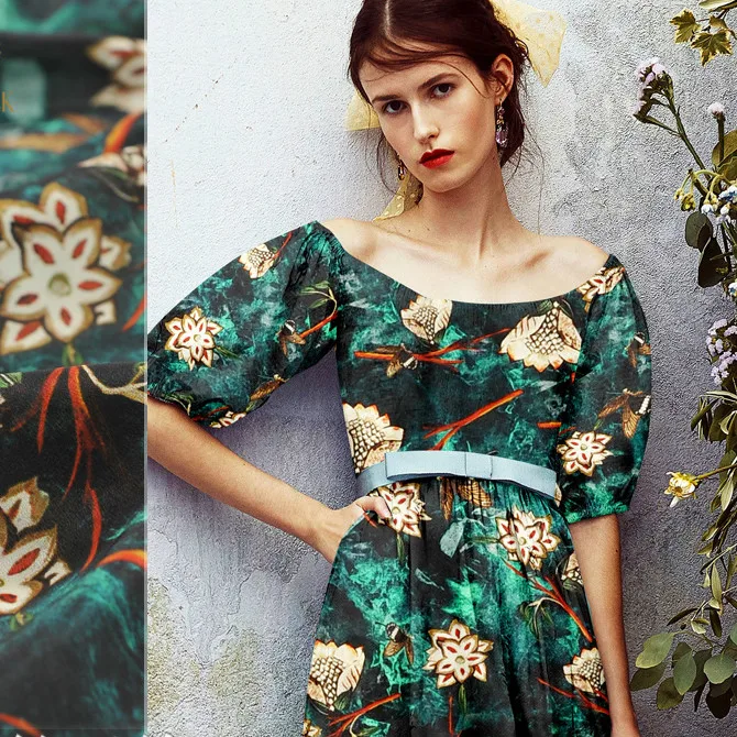 

140 см широкая шелковая ткань с принтом измеритель против морщин шелковая крепдешиновая Ткань 16 мм ткань для рубашки платья оптовая продажа ...