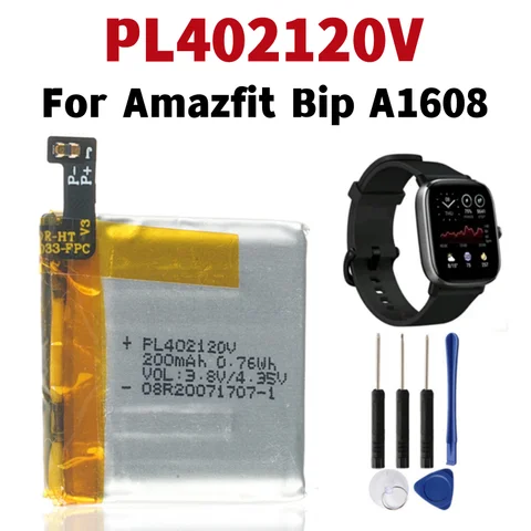 Сменный перезаряжаемый литий-ионный аккумулятор PL402120V для Amazfit Bip A1608 aсваr 402120 + Бесплатные инструменты