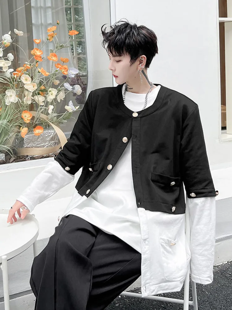 

SYUHGFA Men Clothing 2022 Autumn Patchwork Long Sleeve Sweatshirt Fashion Loose Streetwear Cardigan Sweatshirts Tops