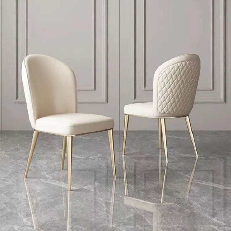 

Leather Modern Chairs Luxury Ergonomic Minimalist Italian Makeup Throne Dining Chair Golden Metal Legs Muebles Hogar Furniture