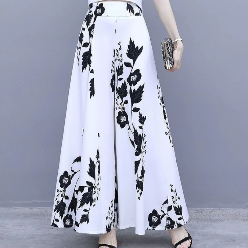 

Женские брюки 2022, летние брюки в Корейском стиле с высокой талией, облегающие брюки, женская одежда, шифоновые широкие брюки Skort