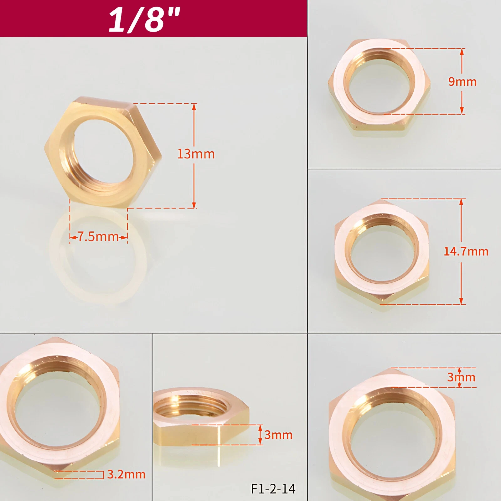 

Латунные шестигранные стопорные гайки 1/8"-1 1/4" BSP