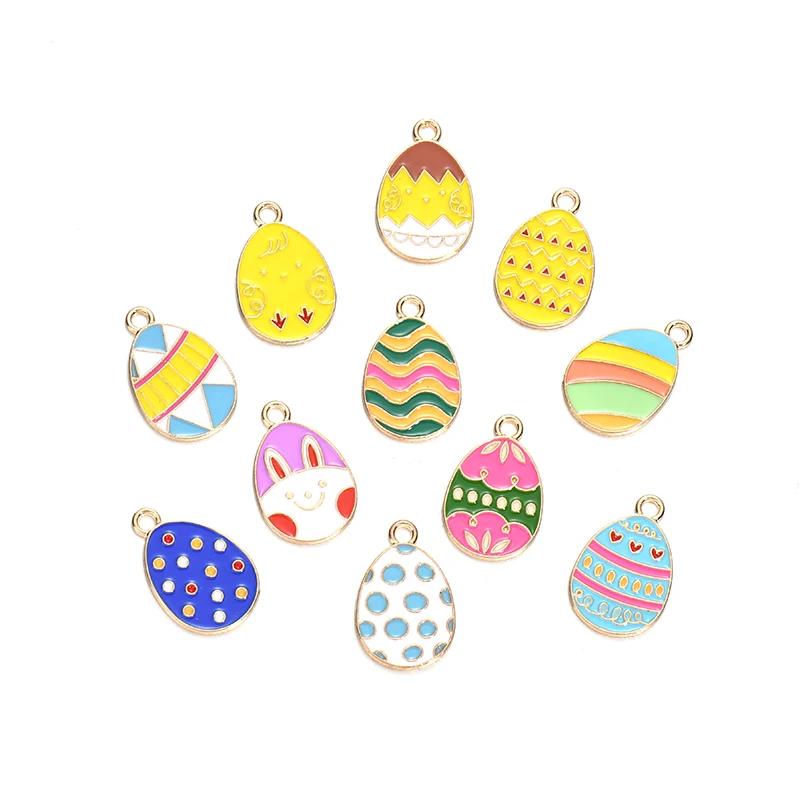 

10pcs/lot Mixed Colorful Easter Eggs Charms Easter Day Pendants DIY Earrings Necklace for Jewelry Making Accessories