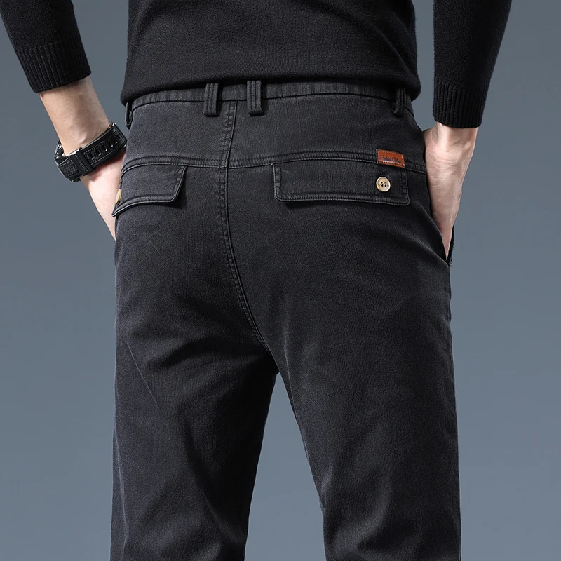 

2023 New Summer Casual Pants Men 68%Cotton Solid color Business Fashion Slim Fit Stretch Gray Thin Trousers Male Brand Clothing