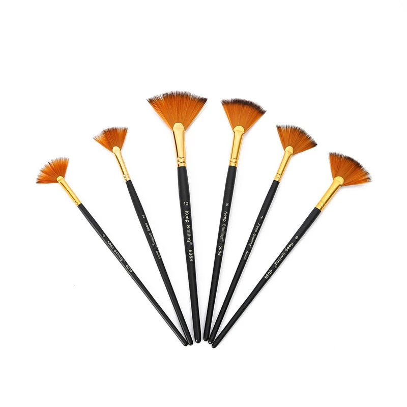 

6 Sizes Acrylic Paint Brush Set Nylon Hair Brushes for Multi Purpose Oil Watercolor Painting Artist Professional Kits