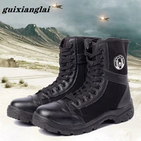 spring and summer hight top canvas special training combat boots mesh military breathable mens security guard training shoes
