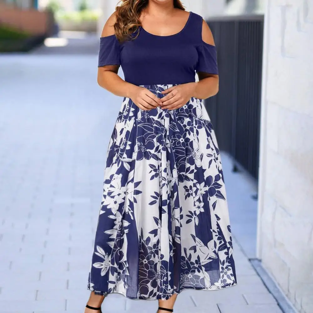

Women Dress Floral Print Plus Size Loose Hem Casual Summer Dress for Dating