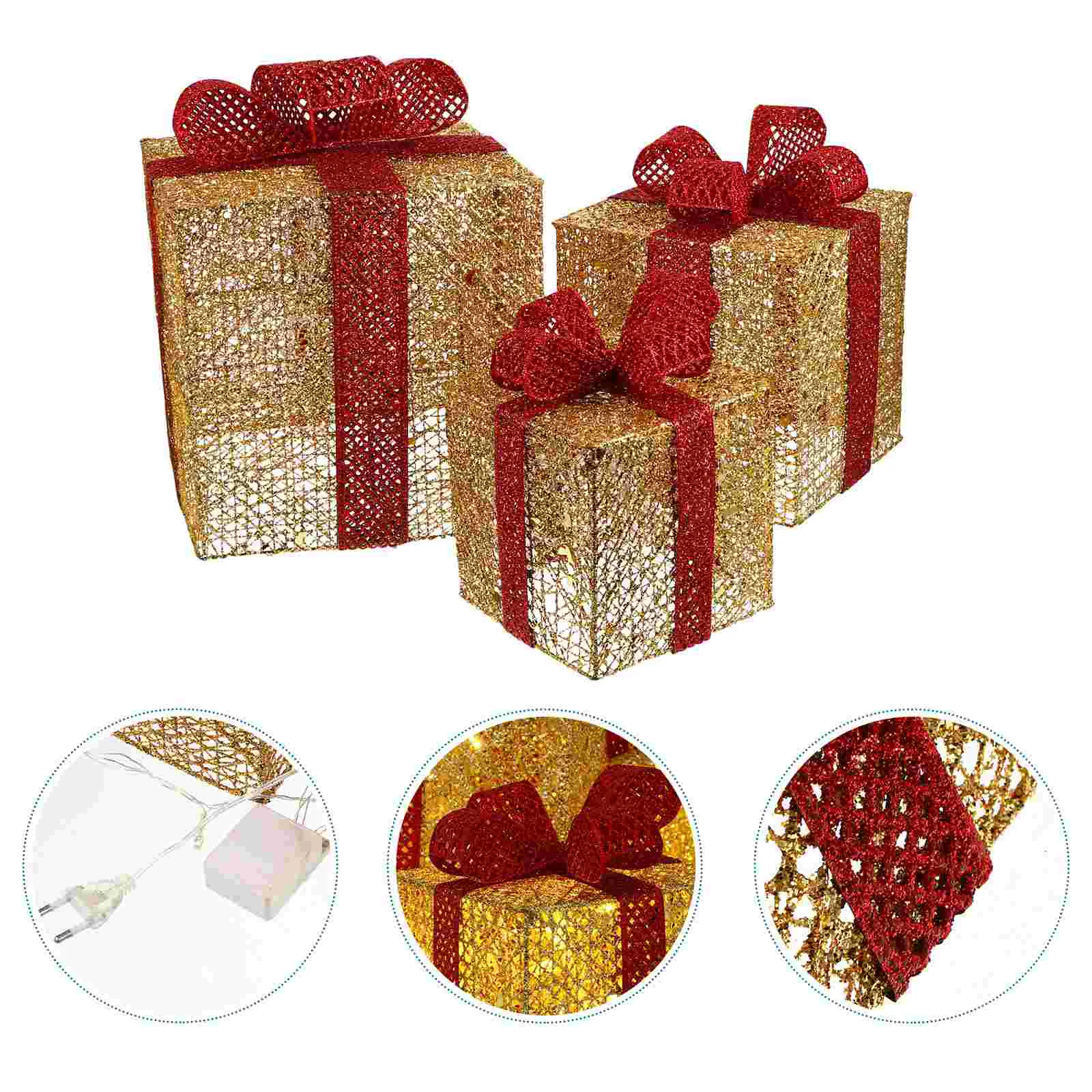 

3 Pcs 1 Set Festive Exquisite Sparkling Decors Gift Box Decorative Adornments