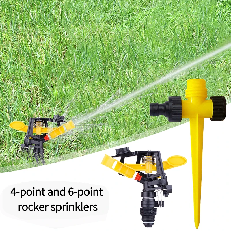 

360 Degree Rotating Sprinklers Double Outlet Impact Rocker Nozzles 1/2" 3/4" Male Thread Agricultural Watering Irrigation System