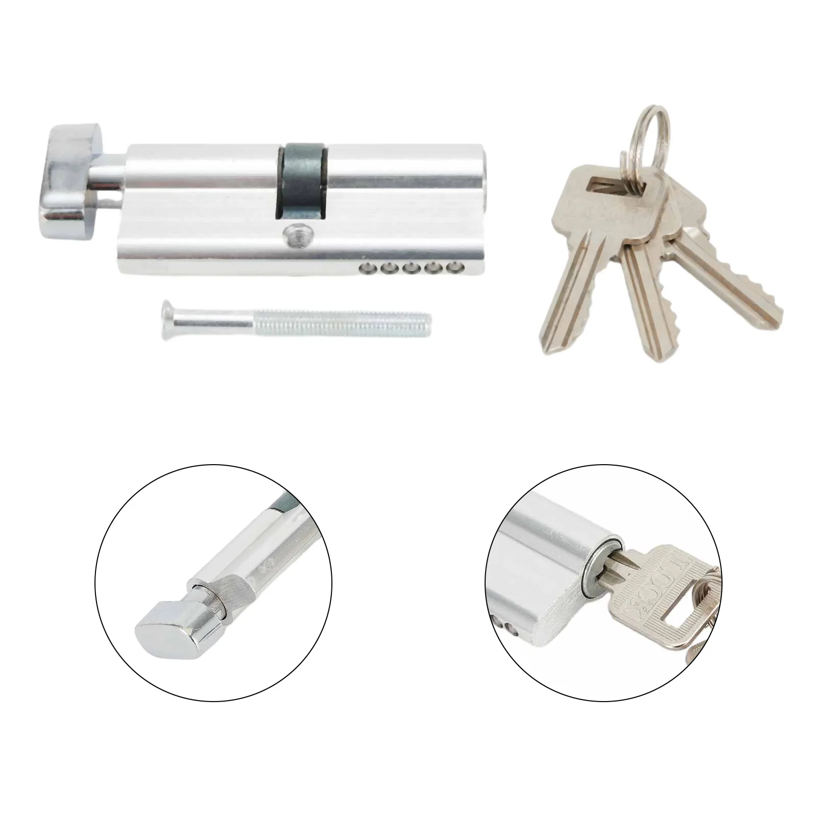 

Brand New Lock Cylinder Accessories Keys Kit Multi-way Lock Silver Thumb Turn With Screw Against Theft Anti Pick