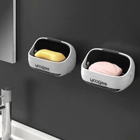 creative wall mounted draining soap box without punching wall hanging soap holder household bathroom with cover shelf