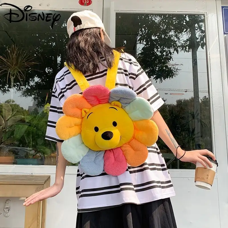 

Disney Bags 2022 New Winnie The Pooh Backpack Cute Colorful Flower Plush Backpack Children's Backpack Kindergarten Birthday Gift