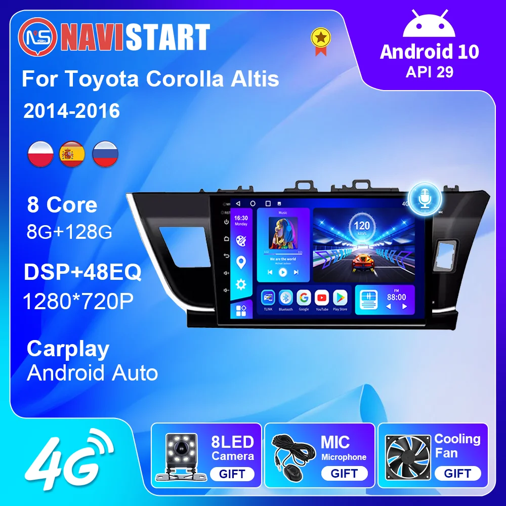 Автомагнитола NAVISTART с сенсорным экраном 10 дюймов для Toyota Corolla Altis RHD 2014 2015 2016 2din -