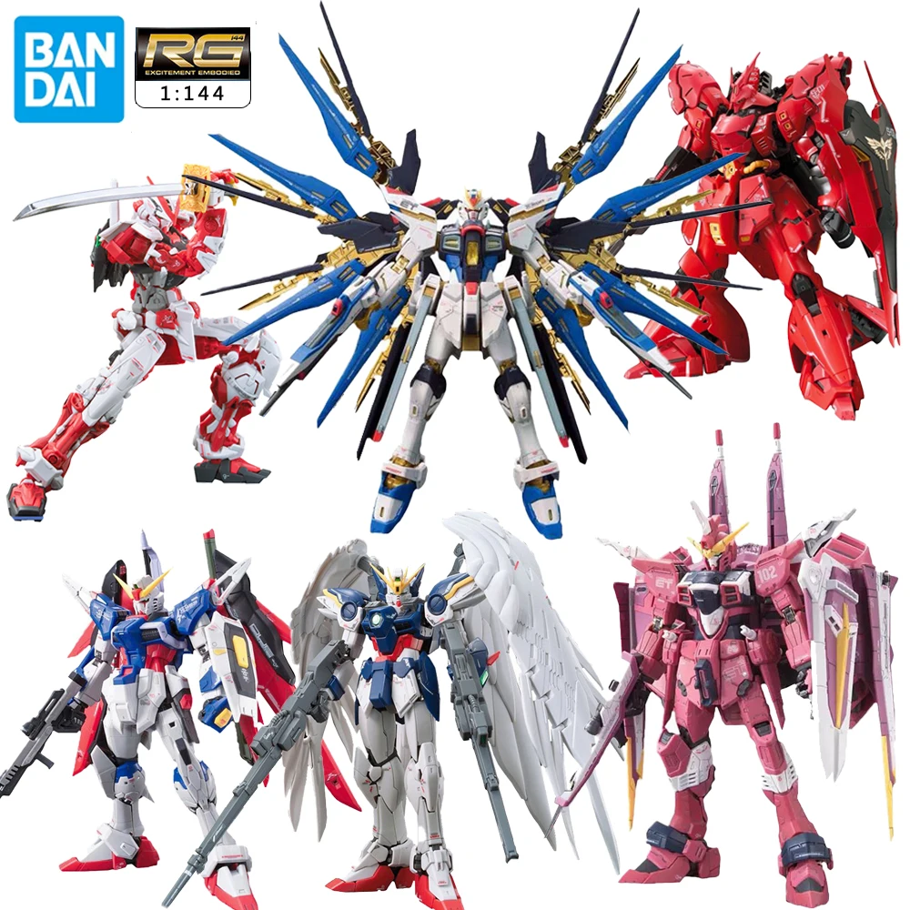 

Bandai Gundam RG 1/144 Zeong Justice Wing Astray Red Frame Strike UNICORN Freedom EXIA JUSTICE IMPULSE SAZABI Assembly Toys 13CM
