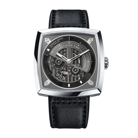 AGELOCER Мужские автоматические часы квадратные из кожи