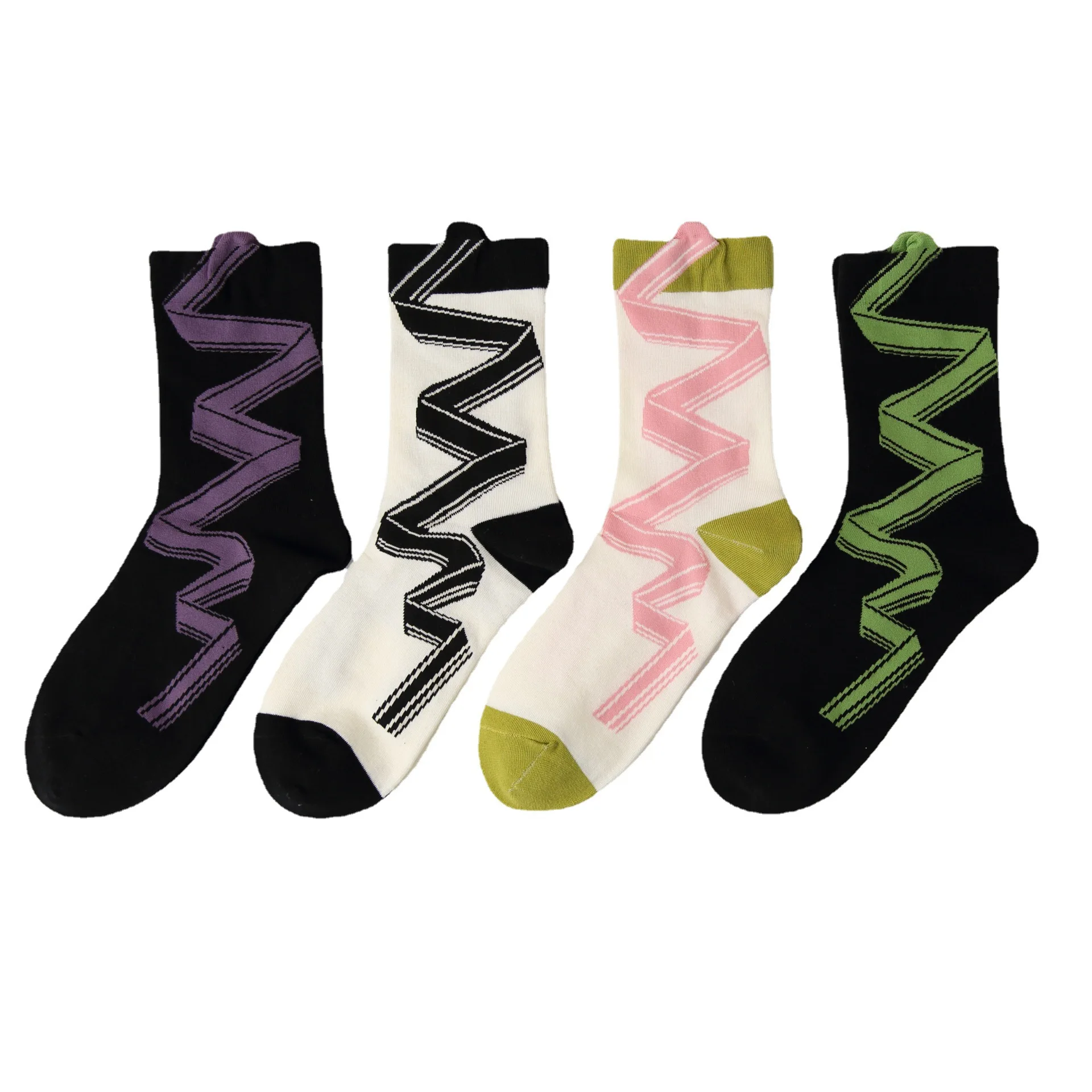 10PAIRS Three-Dimensional Striped Socks Women's Socks Abstract Curve Bar Tube Socks Ribbon Tube Socks