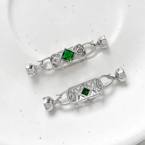 Медная позолоченная пряжка с зеленым цирконом и жемчугом LIJIEMEI